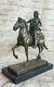 Style Art Nouveau Warrior Equitation Military Horse Bronze Trophy Sculpture