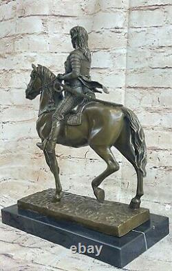 Style Art Nouveau Warrior Equitation Military Horse Bronze Trophy Sculpture
