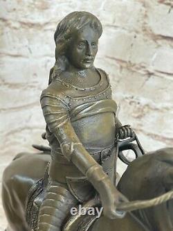 Style Art Nouveau Warrior Equitation Military Horse Bronze Trophy Sculpture