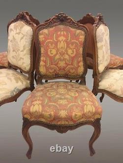 Suite Of Six Chairs Louis XV Walnut Style