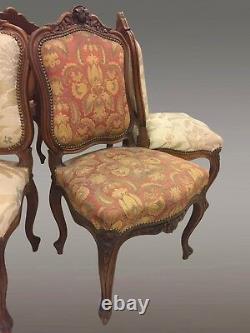 Suite Of Six Chairs Louis XV Walnut Style