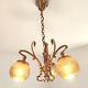 Superb 3-light Art Nouveau Style Chandelier By Lucien Gau & Vianne From The 80's