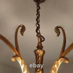 Superb 3-Light Art Nouveau Style Chandelier by Lucien Gau & Vianne from the 80's