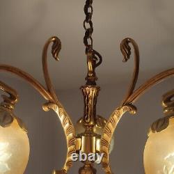 Superb 3-Light Art Nouveau Style Chandelier by Lucien Gau & Vianne from the 80's