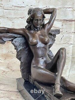 Superb Aldo Vitaleh Style Art Nouveau Nude Woman Bronze Sculpture 'Lost' Wax