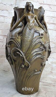 Superb Detailed Art Nouveau Bronze Sculpture Vase French Original Sale