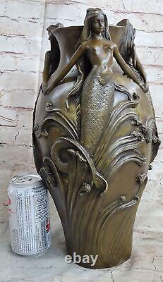 Superb Detailed Art Nouveau Bronze Sculpture Vase French Original Sale