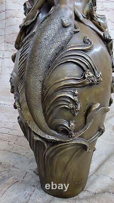 Superb Detailed Art Nouveau Bronze Sculpture Vase French Original Sale