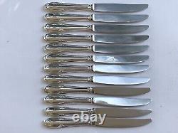 Superb set of 12 ENTREMETS DESSERT CHEESE knives signed SFAM in ART NOUVEAU style