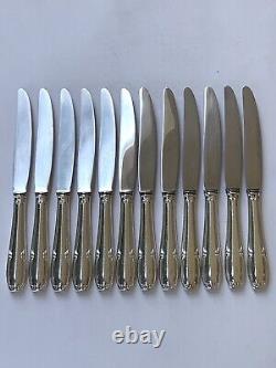 Superb set of 12 ENTREMETS DESSERT CHEESE knives signed SFAM in ART NOUVEAU style