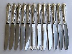 Superb set of 12 ENTREMETS DESSERT CHEESE knives signed SFAM in ART NOUVEAU style