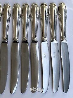 Superb set of 12 ENTREMETS DESSERT CHEESE knives signed SFAM in ART NOUVEAU style