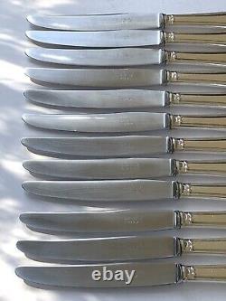 Superb set of 12 ENTREMETS DESSERT CHEESE knives signed SFAM in ART NOUVEAU style