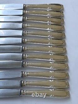 Superb set of 12 ENTREMETS DESSERT CHEESE knives signed SFAM in ART NOUVEAU style