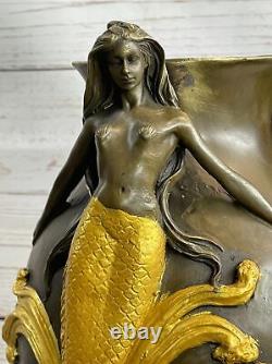 Superbly Detailed Art Nouveau Style Bronze Sculpture Vase Nude Female Figure Sale