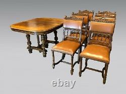 Table And Six Dining Chairs Style Henry II Renaissance Walnut 1900