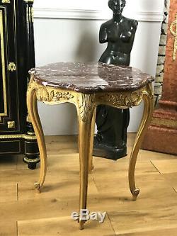 Table / Pedestal / Carved And Gilded Louis XV Style With A Top Marble