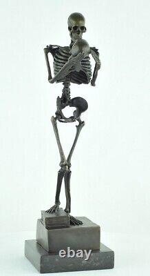 The Thinker Skeleton Statue Sculpture in Art Deco Style Art Nouveau Bronze