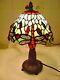 Tiffany-style Dragonfly Lamp In Glass Pate Metal Feet