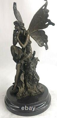 Translate this title into English: 'Grand Dragonfly Elf Fairy Art Deco Style Nouveau Style Bronze Cast Gift'