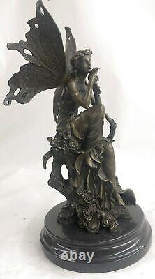 Translate this title into English: 'Grand Dragonfly Elf Fairy Art Deco Style Nouveau Style Bronze Cast Gift'