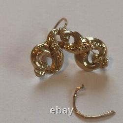 Translation: Antique Art Nouveau 750 Gold Sleeper Earrings, To Be Restored