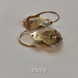 Translation: Antique Art Nouveau 750 Gold Sleeper Earrings, To Be Restored