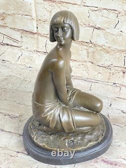 Translation: 'Mythical Mystery Brown Patina Art Nouveau Style Bronze Nymphe Sculpture Affair'