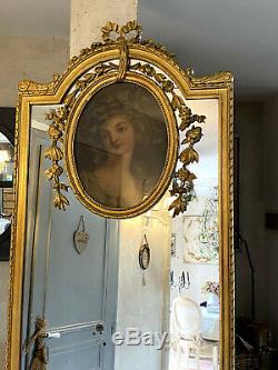 Trumeau The 19th In Wood And Stucco Gold Louis XVI Style A Decor Of A Portrait