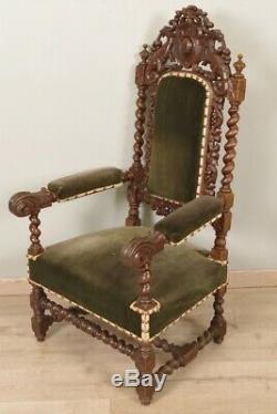 Twisted Pair Of Armchairs Louis XIII Style