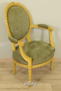 Two Armchairs And A Sofa Louis XVI Style Painted Wood