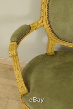 Two Armchairs And A Sofa Louis XVI Style Painted Wood