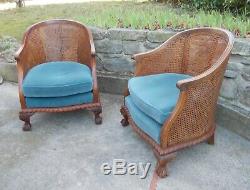 Two Former Chippendale Style Mahogany Armchairs And Caning