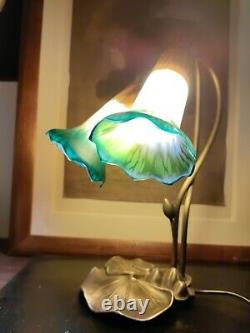 Tyffany Style Collar Lamp Art Nouveau Marmoreen Glass