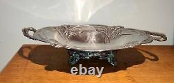 VICTOR SAGLIER Silver-Plated Metal Centerpiece Table Style Art Nouveau Iris Signed