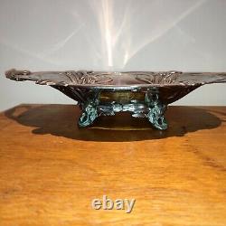 VICTOR SAGLIER Silver-Plated Metal Centerpiece Table Style Art Nouveau Iris Signed