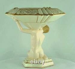 Vase Figure Mata Hari Bather Pin-up Sexy Style Art Deco Porcelain Emaux