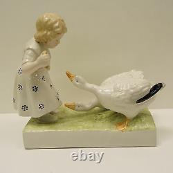 Vase Figurine Child Goose Style Art Deco Art Nouveau Porcelaine Emaux