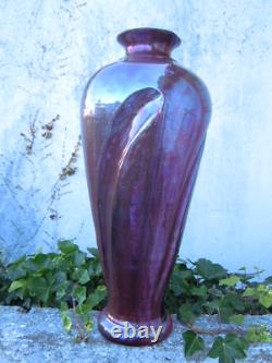 Vase Gres Emaille Gannat Allier Epoch Art Nouveau Style Greber Metalier