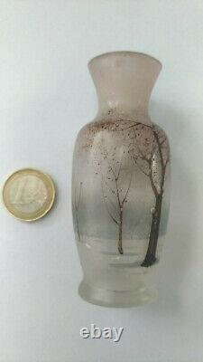 Vase Miniature Art Nouveau 1900 Style Nancy Daum Signed Geneve Decoration Tree Email
