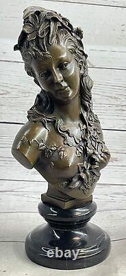 Victorian Maiden Female Bust Statue Art Nouveau Vintage Bronze Deal
