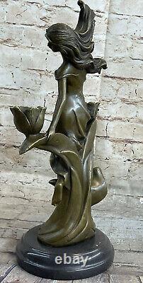 Victorian or Gilded Bronze Art Nouveau Style Chandelier Candlestick Sculpture