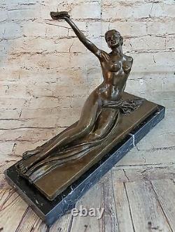 Vintage Art Deco / Art Nouveau Style Bronze Statue of Seated Woman