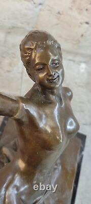 Vintage Art Deco / Art Nouveau Style Bronze Statue of Seated Woman