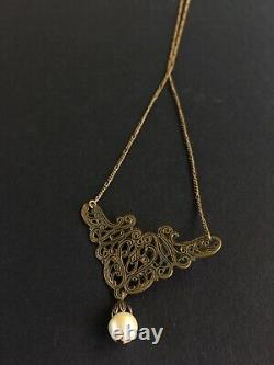 Vintage Art Style New Lace Necklace Metal & Beads