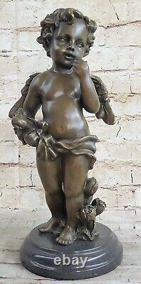 Vintage English Art Style New Bronze Winged Sculpture Signed Moreau
