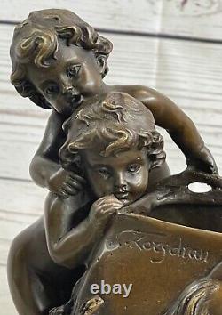 Vintage Figurative Art Nouveau Style Children Bronze Planter Sculpture Deco Sale