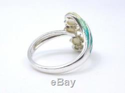 Vintage Old Email Sterling Silver Opal Ring And Art Nouveau T57