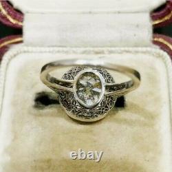 Vintage Style Art Deco Engagement Ring 14k White Gold Ring On S925 2ct Diamond
