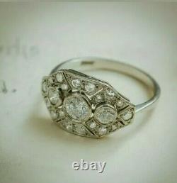 Vintage Style Art Deco Ring 3 Stone Ring 14k White Gold On 2.8 Ct Diamond
